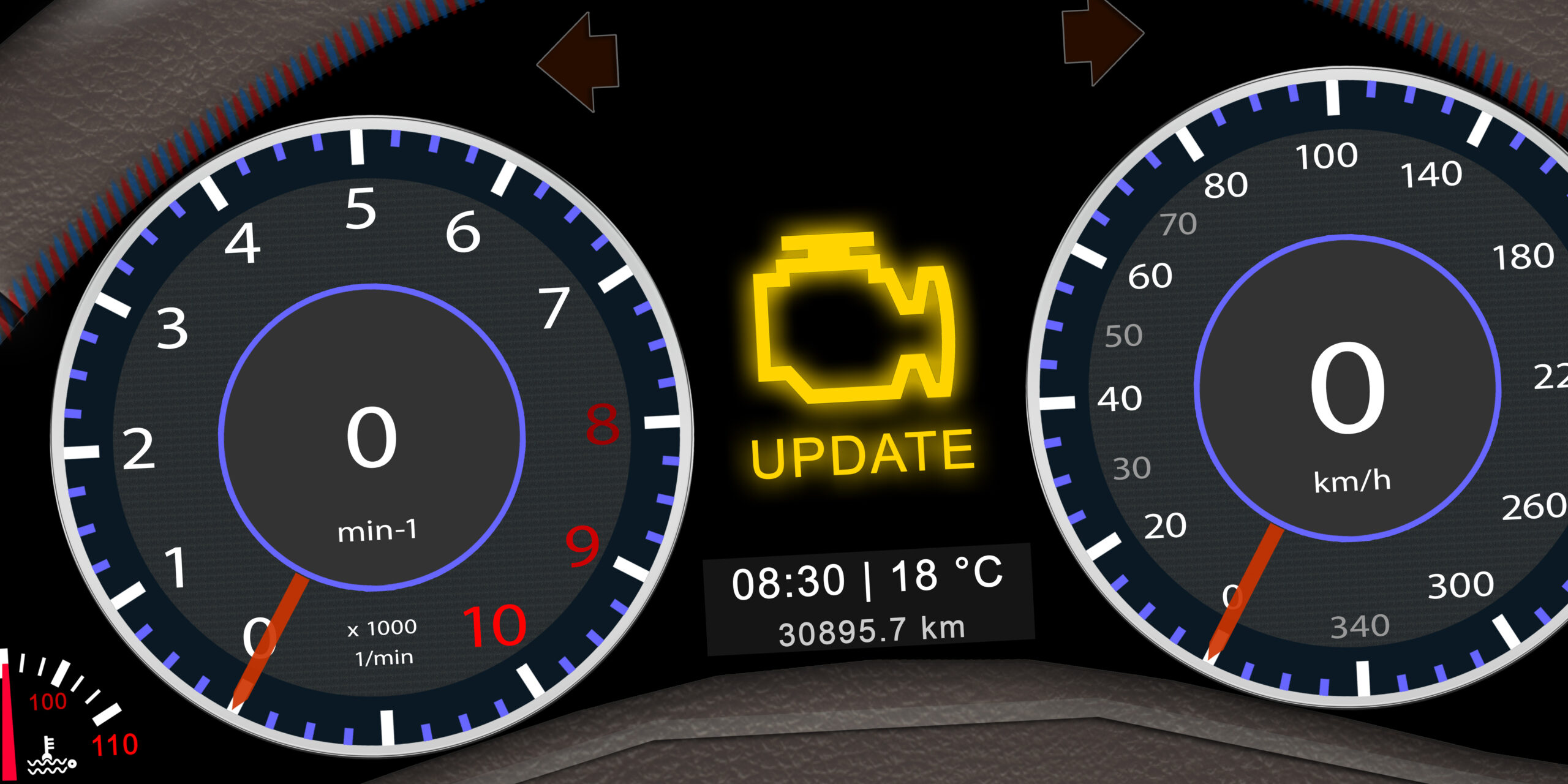 Dashboard indicator of an OTA update for the drivetrain subsystem