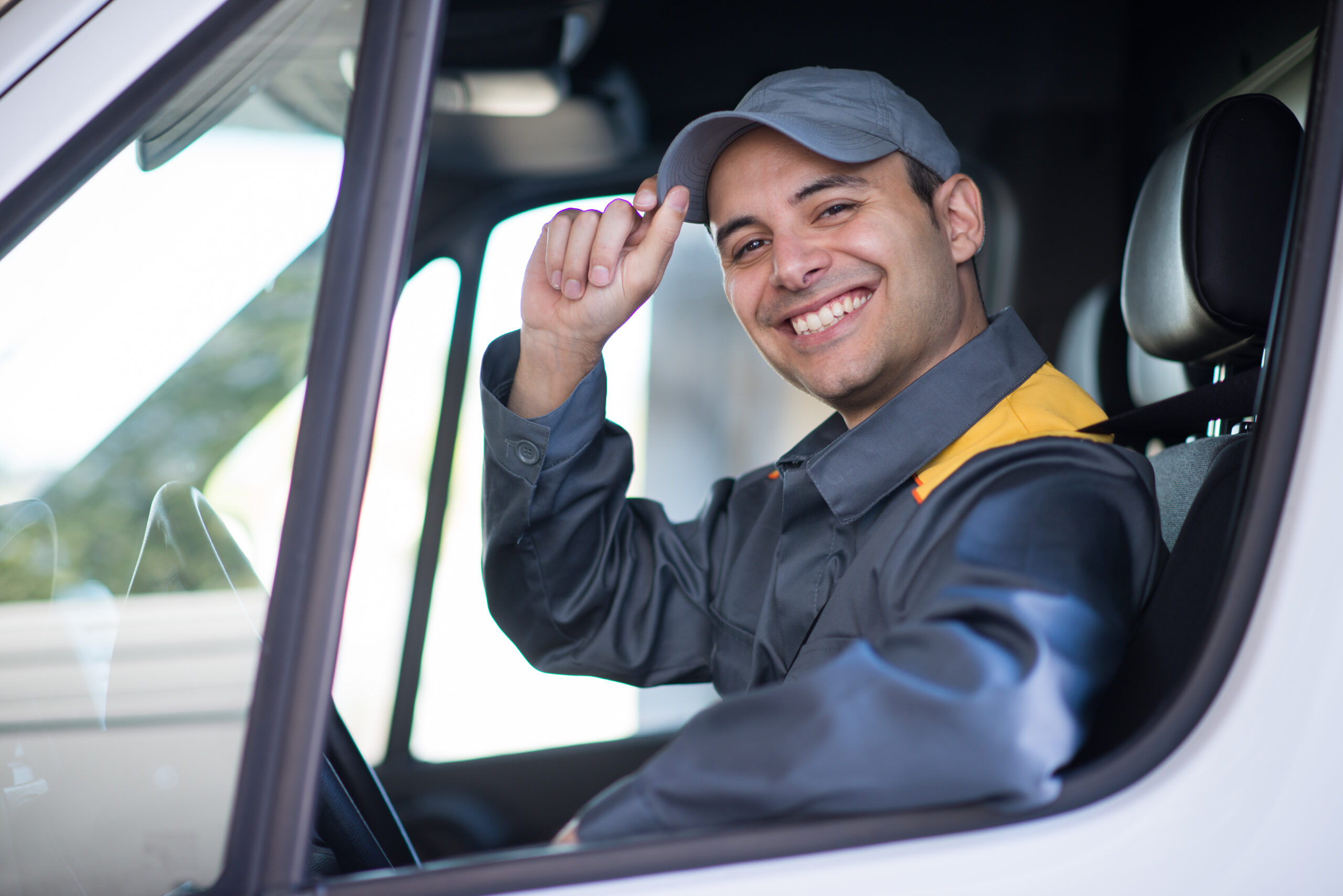 Smiling commercial van driver